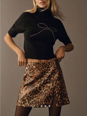 NWT Anthologie Maeve Faux Leather Side-slit Micro Mini Skirt